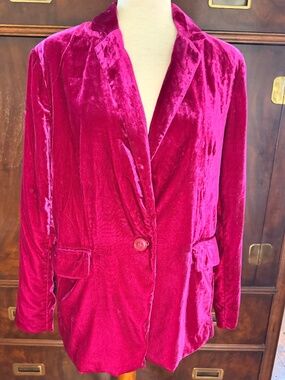 Anthropologie Maeve Pink Tessie Velvet Blazer Small